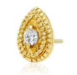 Junipurr Gold Pear CZ Double Millgrain Pin End