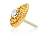 Junipurr Gold Pear CZ Double Millgrain Pin End