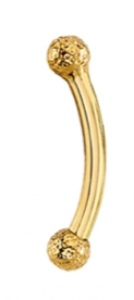 BVLA Gold Curved Barbell with Hammered Beads- SALE
