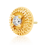 Junipurr Round CZ Double Millgrain Gold Pin End