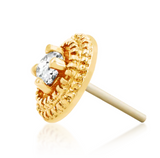 Junipurr Round CZ Double Millgrain Gold Pin End