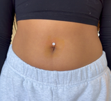 Flower Titanium curved barbell for floating navel -NEW