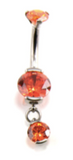 Double Prong-set Gem Curved Barbell with Dangle
