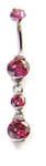Prong-set Double Gem Curved Barbell with Double Dangles
