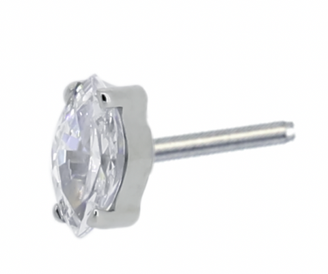 Marquise Cut Faceted Gem Pin End